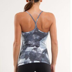 Lululemon Power Y Tank White Coal Tinted Canvas Super Women's 8 Workout Athletic